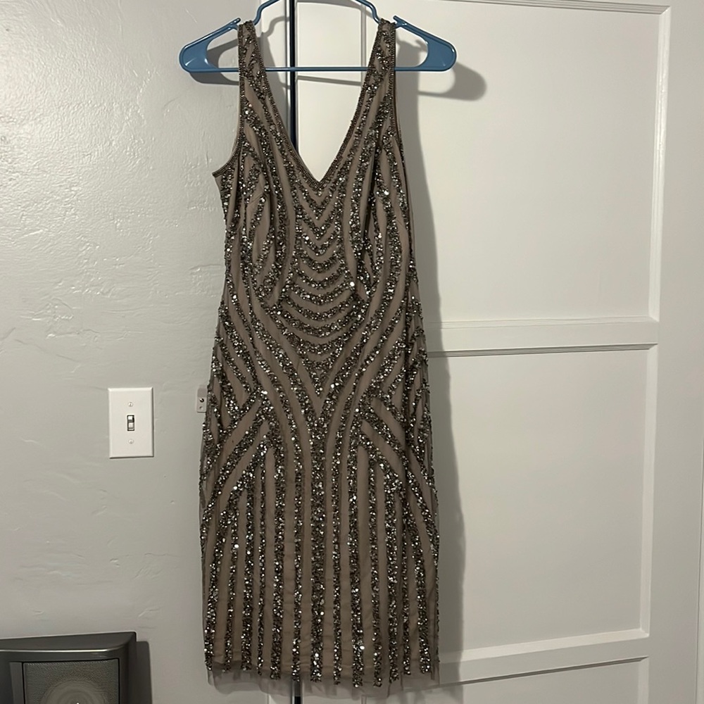 Beaded Short Adrianna Papell Dress